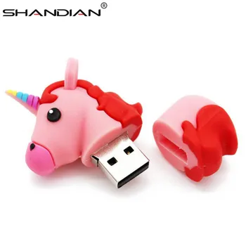 SHANDIAN Naujas Vienaragis Panieka Man 2 USB Flash Drive, Originali animacinių filmų Memory Stick Pendrive 4 GB 16GB 32GB 64GB Pen Ratai žaislas