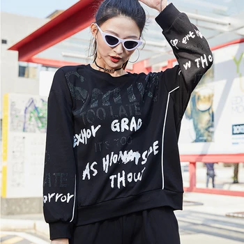 SIELA TIGRAS Europos Prabangių Dizainerio Pavasario Moterų Spausdinti Gotikos Hoodies Ponios Negabaritinių Juoda Palaidinės Atsitiktinis Streetwear