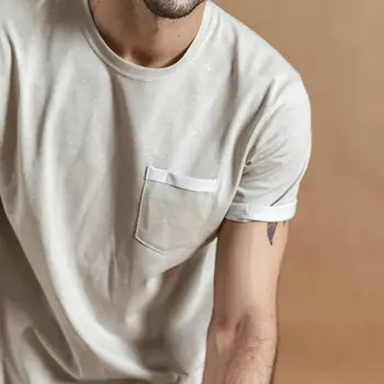 SIMWOOD 2020 metų vasaros naują Sluoksniuotos krūtinės kišenėje t-shirt vyrai Melange derliaus trumpas rankovės mados marškinėlius medvilnės viršūnes 190431