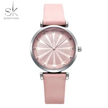 SK Moterų Laikrodžiai Prabangos Ponios Žiūrėti SHENGKE Oda Moterų Laikrodžiai Moterims Mados Bayan Kol Saati Diamond Reloj Mujer 2020 m.