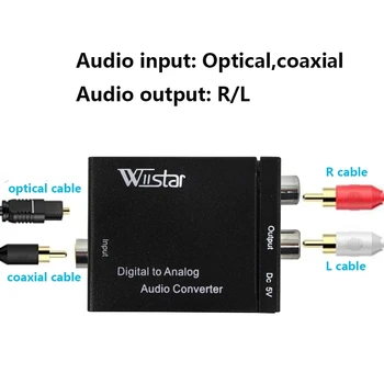 Skaitmeninis Optinis Bendraašius Toslink Signalas Analoginis Garso Keitiklis Adapteris RCA L/R Paramos Ausines Su USB maitinimo kabelis /optinis