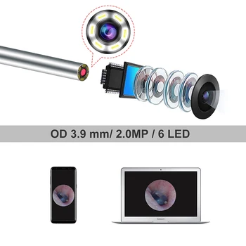 Skaitmeninis Otoscope Ausies Kamera 3.9 mm USB Vaizdo Ear Cleaner Endoskopą 1.3 MP Tikrinimo Kamera ausų sierą Šalinimo Įrankis, skirtas PC, 