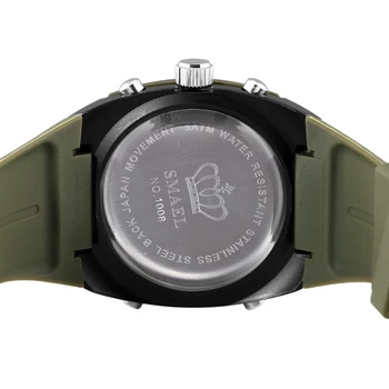 SMAEL 1008 Prabangos Prekės ženklo Laikrodis Vyrams Karinės Sporto Skaitmeninės LED Laikrodžiai Kvarciniai Laikrodžiai Gumos Dirželis Relogio Masculino Žiūrėti,