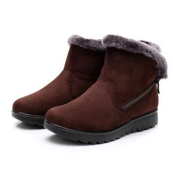 SNURULAN invierno de piel de felpa corta caliente botas de nieve plataforma de talla grande botas de tobillo de Mujer de Zapatos