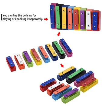 Spalvinga 8 Pastaba Glockenspiel Rezonatoriaus Varpų Rinkinį Mušamieji Muzikos Švietimo Mokymo Priemonė Žaislas su 2 Mallets Kūdikių