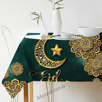 Spalvinga Musulmonų Eid Mubarakas Ramadanas Islamo Kultūros Meno, Dekoratyvinis Staltiesė Didelės Sienos Meno Mečetė Moon Star Lino Staltiesė