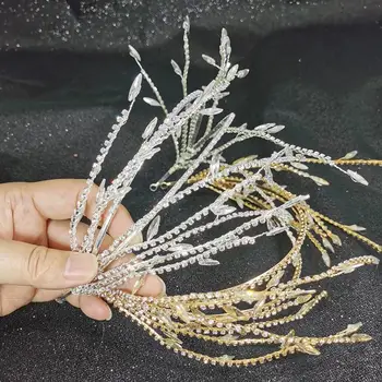 Spalvingas Baroko Plaukų Papuošalai Bohemijos Kamšalu Crystal Crown Kaspinai Perdėti Kalnų Krištolas Tiara Hairbands Moterų Vestuvių