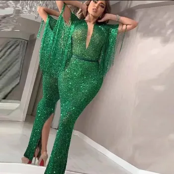 Sparkle Smaragdas Žalia Undinė Prom Dresses 2020 