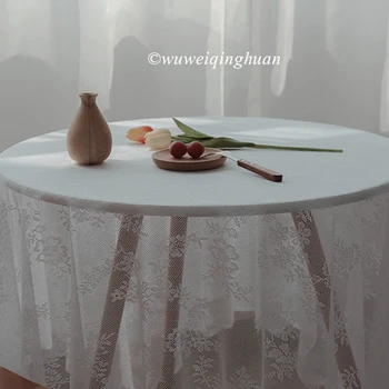 Stalo dangtis nėrinių audinio prancūzijos staltiesė placemat stalo užtiesalai baltos spalvos gėlių siuvinėjimas dulkėms, valgomasis, kavos aikštės puošimas