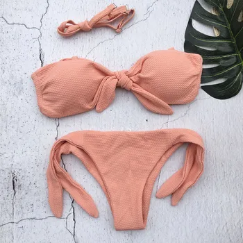 Stebėjimo maudymosi kostiumėliai 2020 rožinis maudymosi kostiumėliai, ponios string tankini maudymosi kostiumai, skirti moterų paplūdimio drabužiai seksualus tvarstis mini apynasrio bikini