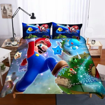 Super Mario Anime Antklode Padengti 3D Atspausdintas Patalynės Komplektas 3 Vnt Būti 1 Antklode Padengti 2 pagalvių Užvalkalai, Mikropluošto Antklode Padengti Vaikams