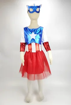 Superherojus Mergaičių Dress Kostiumai Vaikams TuTu Suknelė Helovinas Kostiumas (3-9Years) Kapitonas Mergaičių Šalis Suknelė