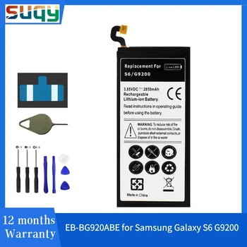 Suqy Akumuliatoriai Samsung S6 Baterijos Samsung Galaxy S6 G9200 G9208 G9209 G920F G920 G920V/T/M/A/I Bateria Įrankis