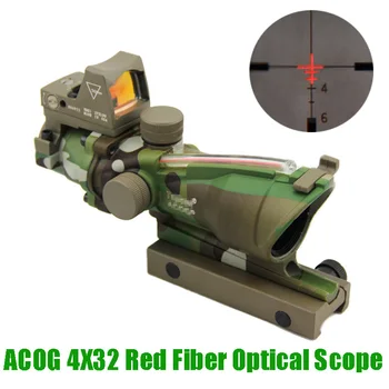 Taktinis Triji ACOG 4X32 Ląstelienos Šaltinis taikymo Sritis Raudonai Apšviestas Optinis Šautuvas taikymo Sritis su RMR Micro Raudonu Tašku Pažymėta Versija Multicam