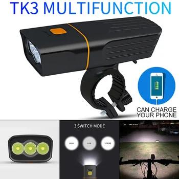 TK3 3T6 USB Įkrovimo Galios Banko Built-2 x 18650 Akumuliatoriai 3 Režimas Dviračių Priekiniai Šviesos žibintas, Dviračio priekinis žibintas Naktį Jojimo