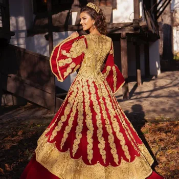 Tradicinė Albanų Kosovietis Vestidos Formales Aksomo, Vakaro Suknelės Nėriniai Aplikacijos Promenadzie Suknelė Chalatas De Soirée De Mariage