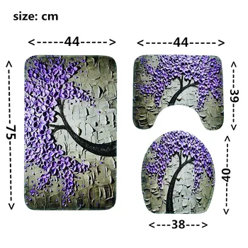 Trijų dalių Medžio Modelio Tualeto Dangčio Anti-slip Mat Doormats Namų Vonios Reikmenys