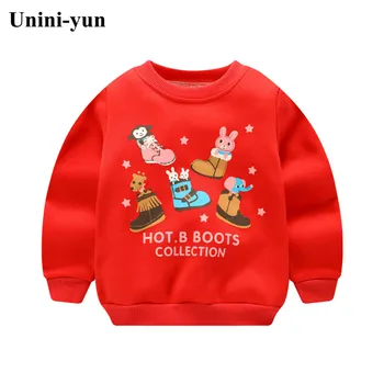 Unini-yun T-Shirt Girls Žiemos Drabužių ilgomis Rankovėmis Viršūnes Mados Kūdikis Palaidinukė Vaikams Drabužius Mergina Marškinėliai Berniukams, Susagstomi megztiniai