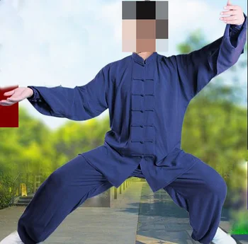 Unisex black/blue grynos medvilnės chi uniformas taichi kung fu/kovos menų kostiumai wushu taiji drabužių rinkiniai