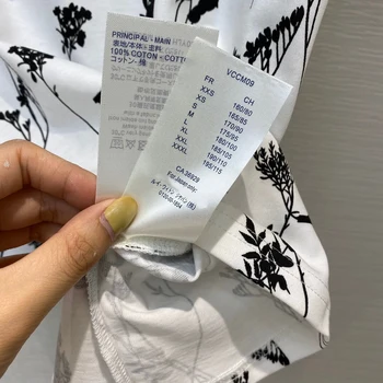 Unisex prarasti atsitiktinis marškinėliai 2020 naujas vasaros high-end dizaineris o-kaklo trumpomis rankovėmis spausdinti augalų šukuotinės medvilnės marškinėliai moterims