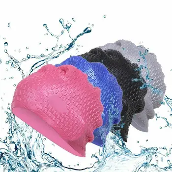 Unisex Vyrai Moterys Silikono Plaukti Baseinas Skrybėlę Plaukimo Kepuraitė Vandeniui Ear Plug Apsaugoti Suaugusiųjų Plaukimo Kepurės Ausis Apsaugoti Didelis Silicio
