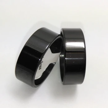 Urmu daug 100vnt Poliruoto Juodo Paprasto Nerūdijančio Plieno Žiedai 8mm Vyrų Mados Juvelyrikos Klasikinis piršto žiedą