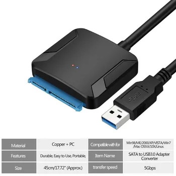 USB 3.0 2.5/3.5 Colių IDE, SATA Kietojo Disko Adapteris HDD Perdavimo Keitiklio Kabelį DQ-Drop