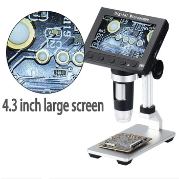 USB Mikroskopą 1000x USB Skaitmeninis Elektroninis Mikroskopas Nešiojamų 8 LED Mikroskopas su 4.3 colių HD ekranas, mobiliųjų telefonų remontas