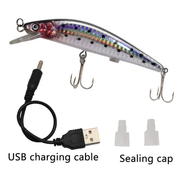 USB Įkrovimo Mirksi LED Šviesos Trūkčiojimas Žvejybos Masalas, Jaukas Elektros Gyvenimas-lyg Vibruotų, Žvejybos Masalas 1pcs