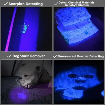 UV LED Žibintuvėlis 395nm UV Žibintuvėlis Mini UV Žibintuvėlis ultravioletinės Šviesos Lempos, UV Lempos, Dėl Augintinio Šlapimo Detektorius Žymeklis Tikrinimas