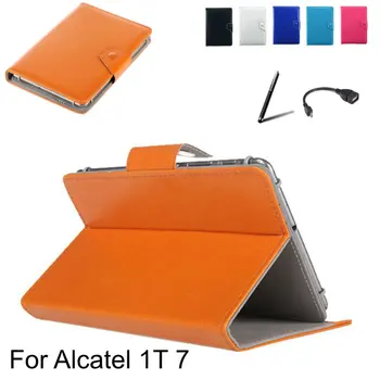 Už Alcatel 1T 7 Tablet PU Oda Knygos Viršelio Magnetinis Stendas Atveju + pieštukas + OTG Kabelis