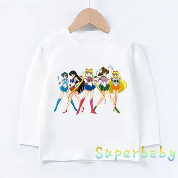 Vaikai Anime Sailor Moon Simbolį, Print T shirt Baby Berniukų, Mergaičių Juokingas Animacinių filmų Topai Vaikai Long Sleeve T-shirt,LKP5195