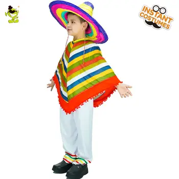 Vaikai Meksikos Vaivorykštė Kostiumas Karnavalo Kostiumai Fancy Dress Up Helovyno Cosplay Meksika Kostiumai Unisex Vaikas
