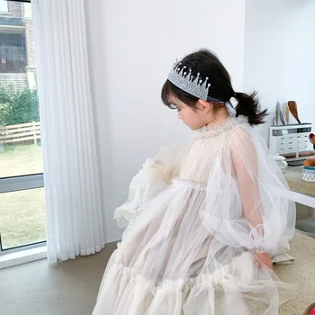 Vaikams Apsirengti 2020 M. Pavasarį Suknelė Nauja Mergina Ilgomis Rankovėmis Nėrinių Princesė Suknelės Vaikams Ju Siūlų Suknelė Burbulas Rankovėmis Suknelė
