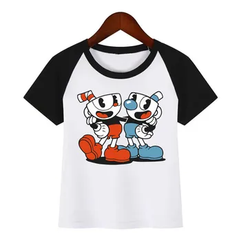 Vaikams, Cartoon Cuphead Spausdinti marškinėliai Vaikams Tepdami Cuphead Dizaino Vasaros Viršūnes Berniukų ir Mergaičių Atsitiktinis Streetwear T-shirt