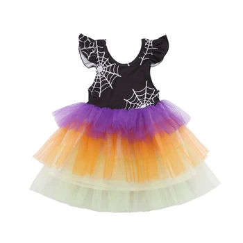 Vaikams, Kūdikių Mergaitės Inscenizacija voratinklyje Spausdinti Spalvinga Tutu Suknelė Šalis Suknelė Oficialų Helovinas Suknelės