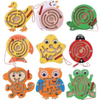 Vaikams, Mediniai Švietimo Montessori Žaislai Magnetinio Labirintas Rašysenos Pen Stumti Granules, Smulkių Gyvūnų Labirintas Kelio Žaislai Vaikams
