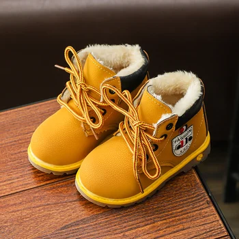Vaikų batai rudens-žiemos Vaikų nėrinių Martin batai berniukams, šiltas batai mergaitėms sniego batai dviejų spalvų kūdikių bateliai dydis 21-30