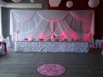 Vaiskiai Balta Vestuvių Fonas su gražia swags etape, užuolaidų dizainas, Užuolaidų, vestuvių dekoravimas 10ft x 20
