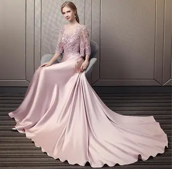 Vakarinę Suknelę 2020 Prabanga Duobute Gėlės Satino Motina Nuotakos Suknelės Pupelių Pasta Spalvų Pusė Rankovių Vestuvių Chalatai Motina