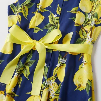 Vasaros 2020 sprogimo modeliai Europos ir Amerikos citrinų spausdinti nėrinių suknelė tėvų-vaikų suknelė