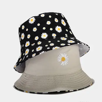 Vasaros Saulučių Kibiro Kepurę Moterų Mados Medvilnės Beach Sun Skrybėlės Grįžtamasis Bob chapeau Femme Gėlių Panamos Skrybėlė mergina Žvejys Skrybėlę