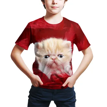 Vasaros vaikų, Gyvūnų t-shirt Cute Kačių Dizaino T-Shirt Berniukas/Mergaitė Mielas ir juokingas 3d Spausdinimo Atsitiktinis Viršūnes Vaikų Naujovė Kawaii marškinėlius