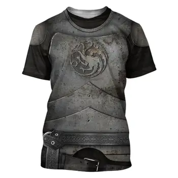 Vasaros Vyrų Mados Cosplay T-shirt tamplieriai / Samurajų šarvus 3D Atspausdintas T marškinėliai, Unisex Harajuku Atsitiktinis marškinėliai tee viršūnės