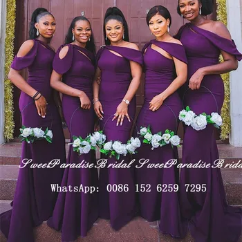 Violetinė Bridesmaid Dresses Undinė 2020 M. Afrikos Moterų Vestidos Naujausias Ilgai Valyti Traukinio Vestuvių Suknelė, Maid Of Honor
