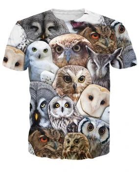 Visų gyvūnų Koliažas Mados T-Shirt 3D Visi Per Atspausdintas Tinginys / owl / Vilkas / Žiurkėno T-Marškinėliai, Unisex Harajuku vasaros Kietas viršūnes