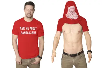 Vyrai Paklauskite Manęs Apie Santa Claus Marškinėlius Juokingas Kalėdų Vakarėlį Barzda Apversti Aukštyn Tee Animacinių filmų marškinėliai vyrams Unisex Naujas Mados marškinėlius
