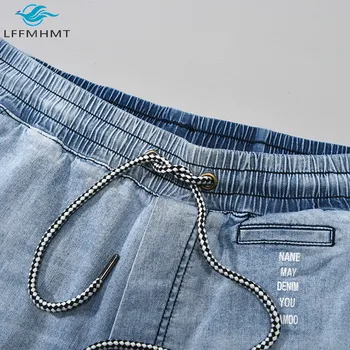 Vyrai, Pavasarį, Rudenį Mados Vientisa Spalva Vintage Jeans Mens Elastinga Juosmens Korėjos Stiliaus Mados Džinsinio Audinio Kelnės Vyrų Atsitiktinis Laisvas Kelnes