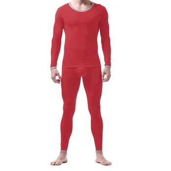 Vyrai Undershirts Nustatyti Ultra-plonas Ledas Šilko Seksualus Vyrų Apatiniai drabužiai ilgomis Rankovėmis Viršuje + Kelnės Sleepwear Pižama Minkštas Kvėpuojantis Rinkiniai