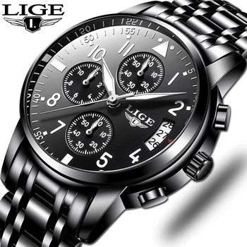 Vyrai Vandeniui Laikrodžiai Kvarco Verslo Žiūrėti LIGE Top Brand Prabangių Vyrų Atsitiktinis Sporto Žiūrėti Vyrų Relogio Masculino relojes hombre